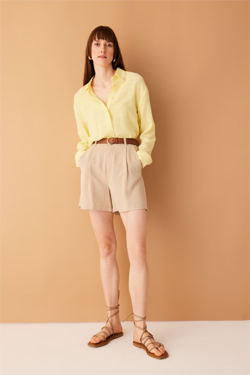FEMME Jaune Chemises à manches longues Look Lin Col De Chemise