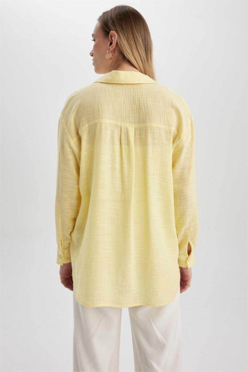 FEMME Jaune Chemises à manches longues Look Lin Col De Chemise