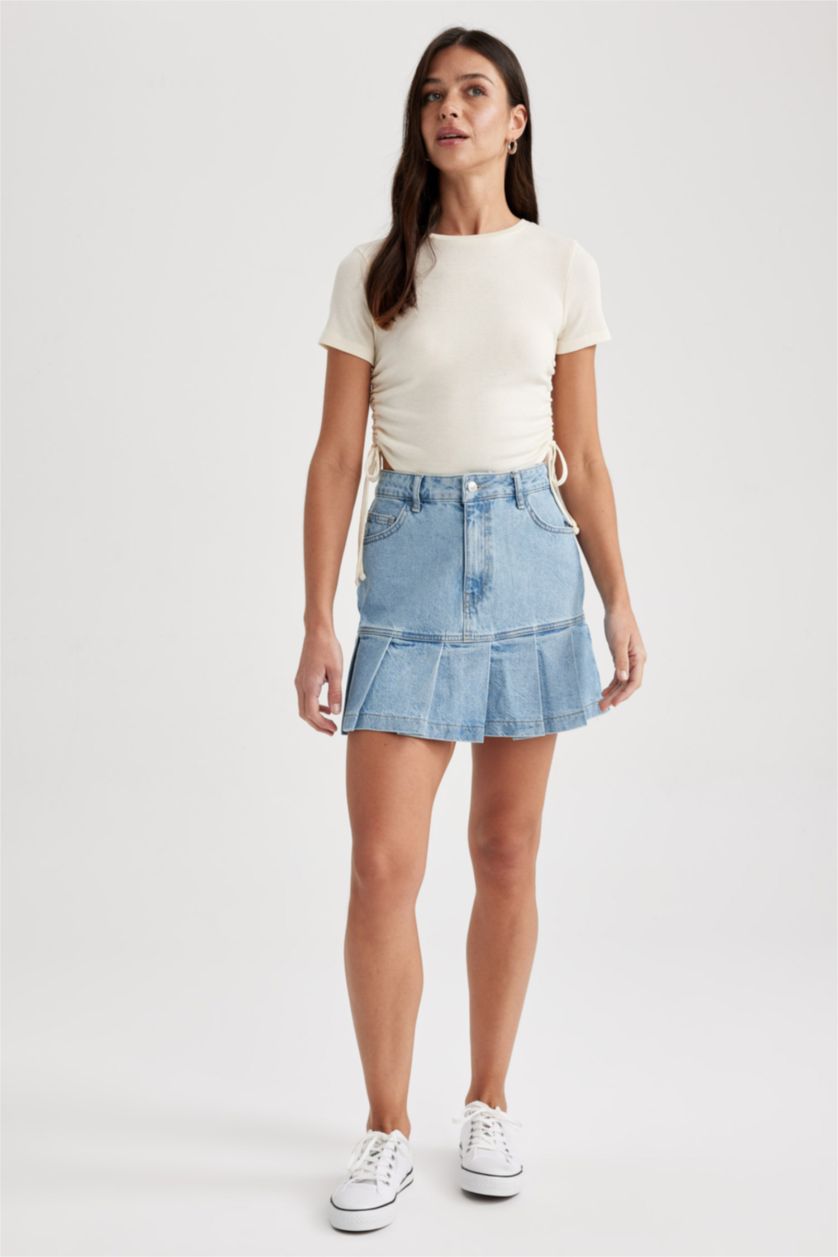 WOMAN Blue Fashion Fit Jean Mini Skirt