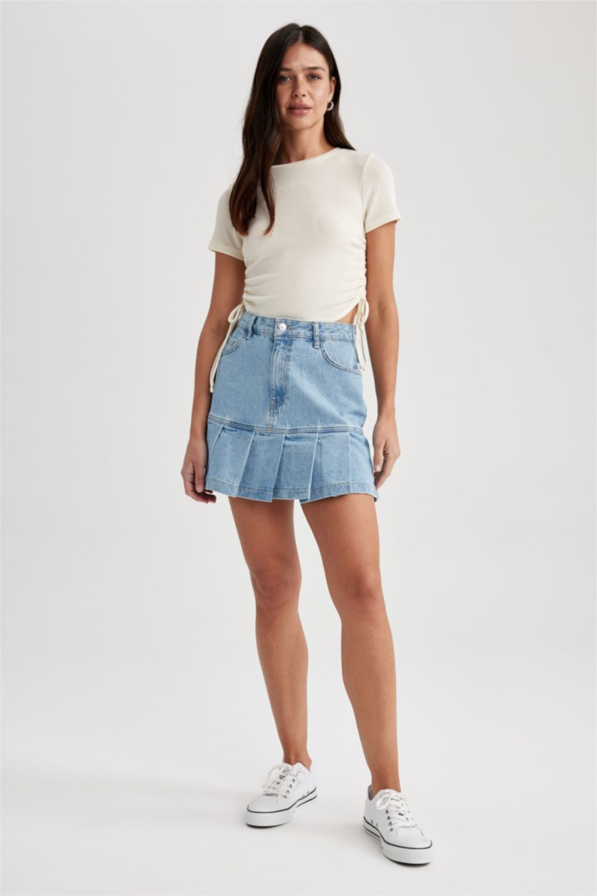 WOMAN Blue Fashion Fit Jean Mini Skirt