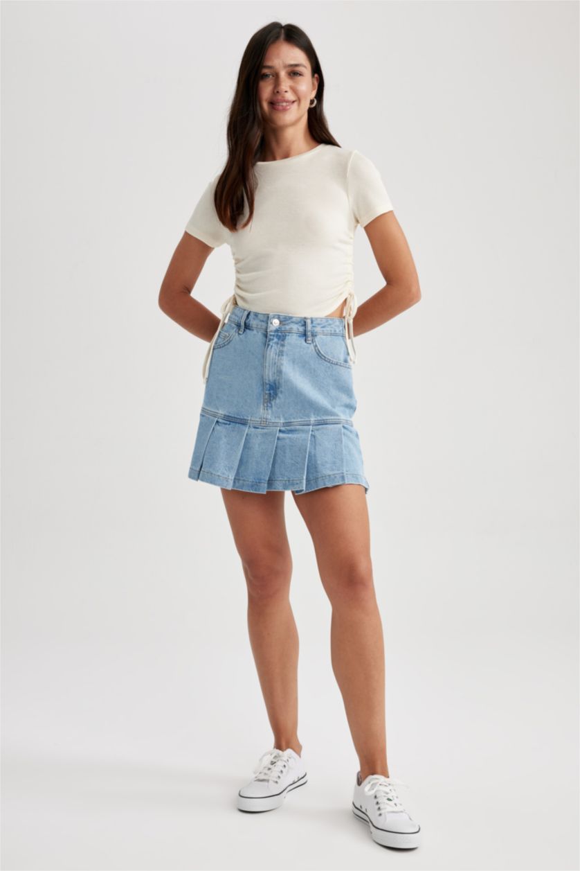 WOMAN Blue Fashion Fit Jean Mini Skirt