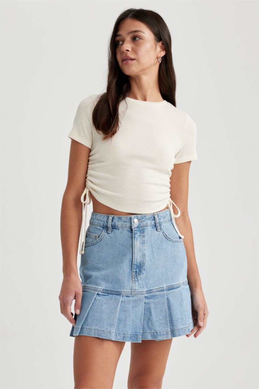 WOMAN Blue Fashion Fit Jean Mini Skirt