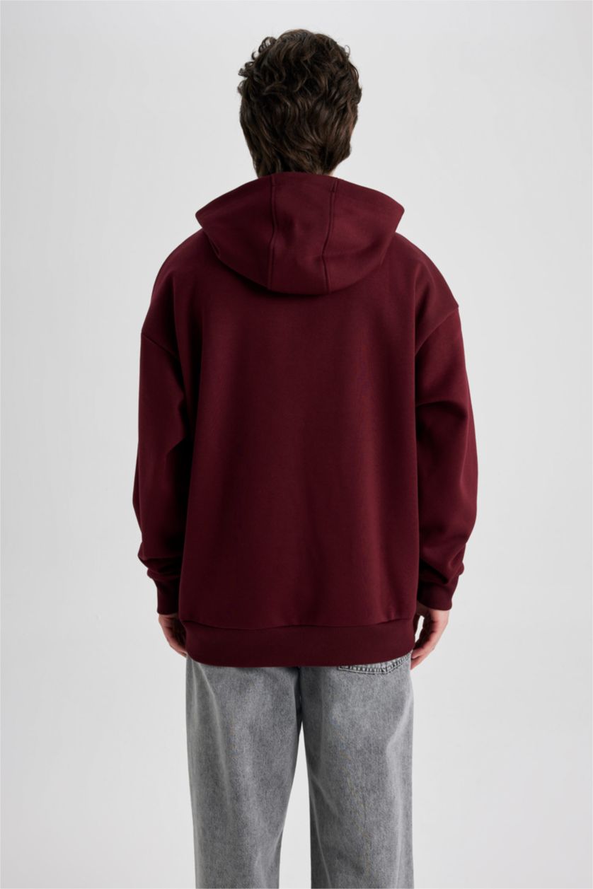 رجال خمري سويت شيرت اوفر سايز بكابيشون بجيب