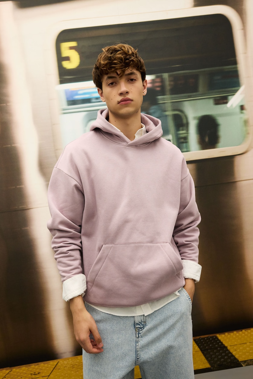 Erkek Açık Gülkurusu Oversıze Sweatshirt