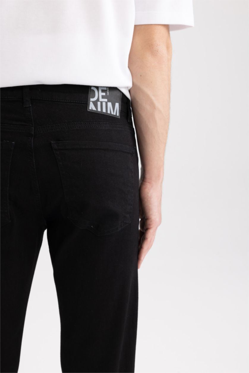 رجال أسود بنطلون جينز سليم فيت