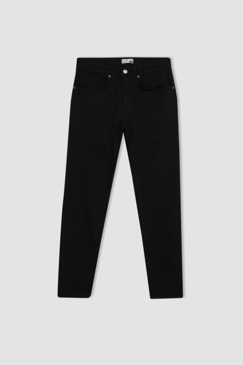 رجال أسود بنطلون جينز سليم فيت