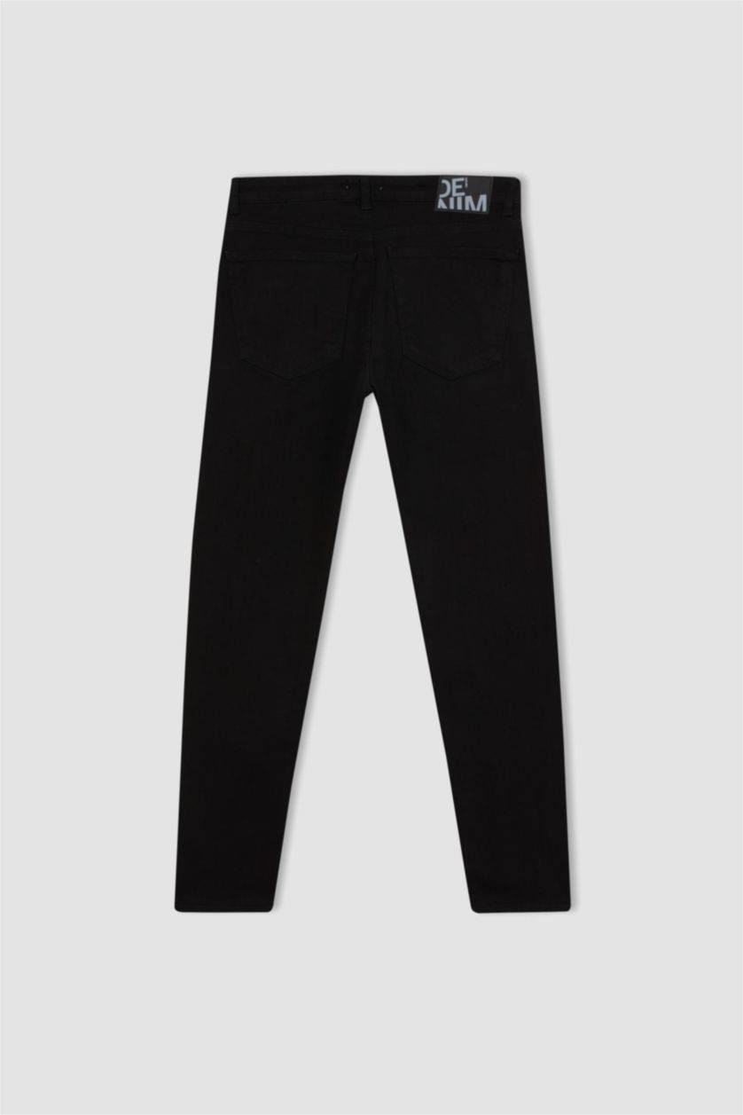 رجال أسود بنطلون جينز سليم فيت