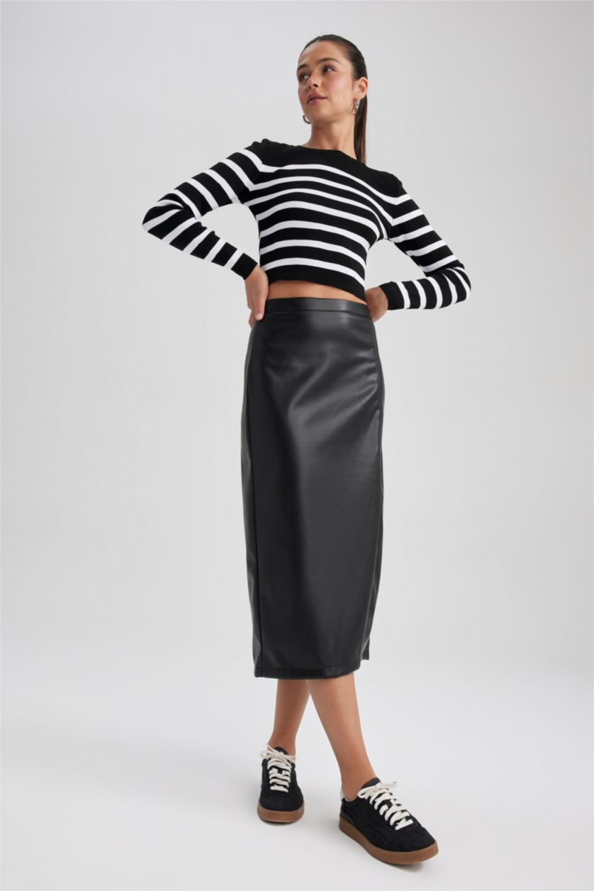 Kadın Siyah Kalem Midi Etek