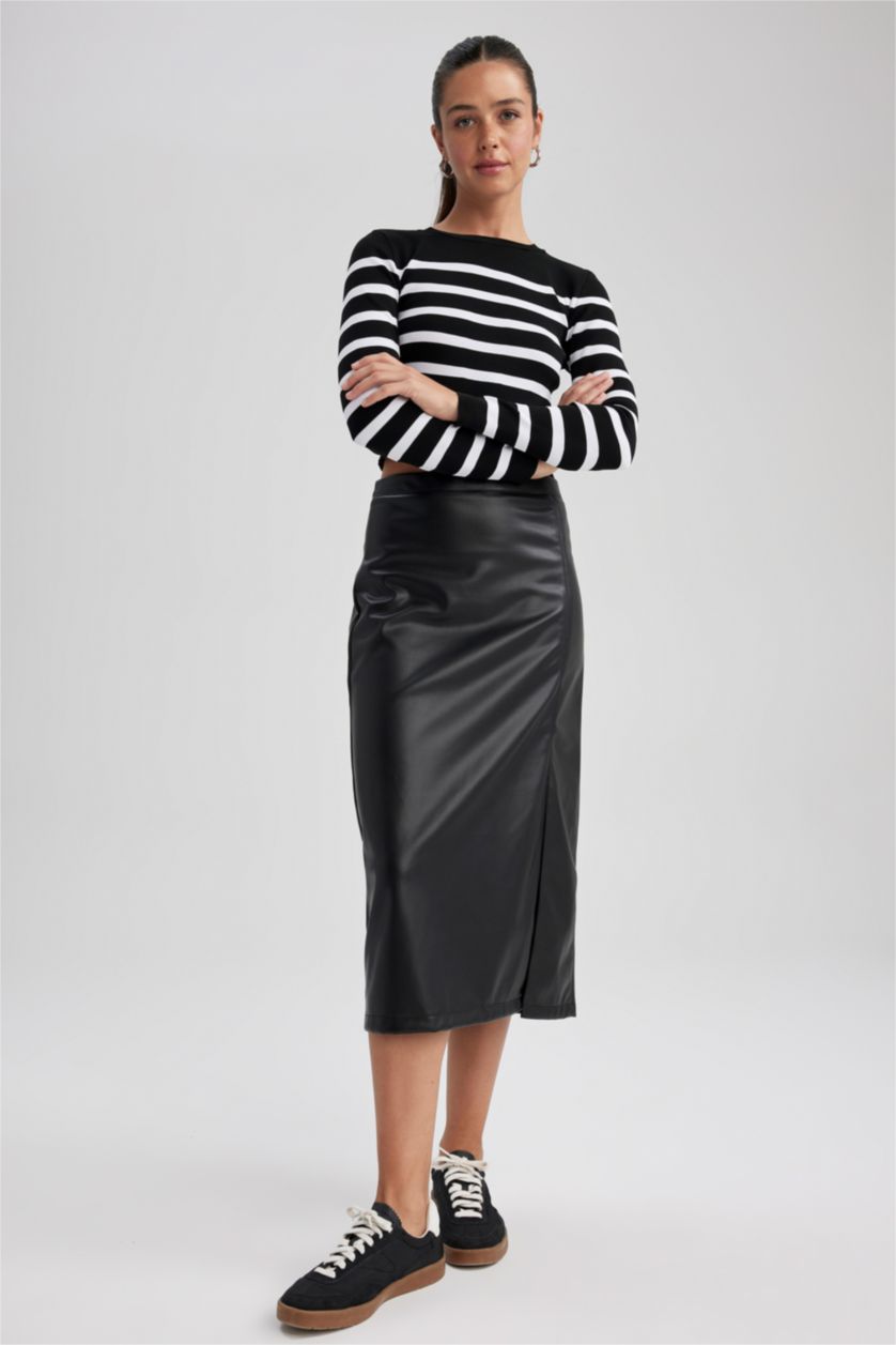 Kadın Siyah Kalem Midi Etek