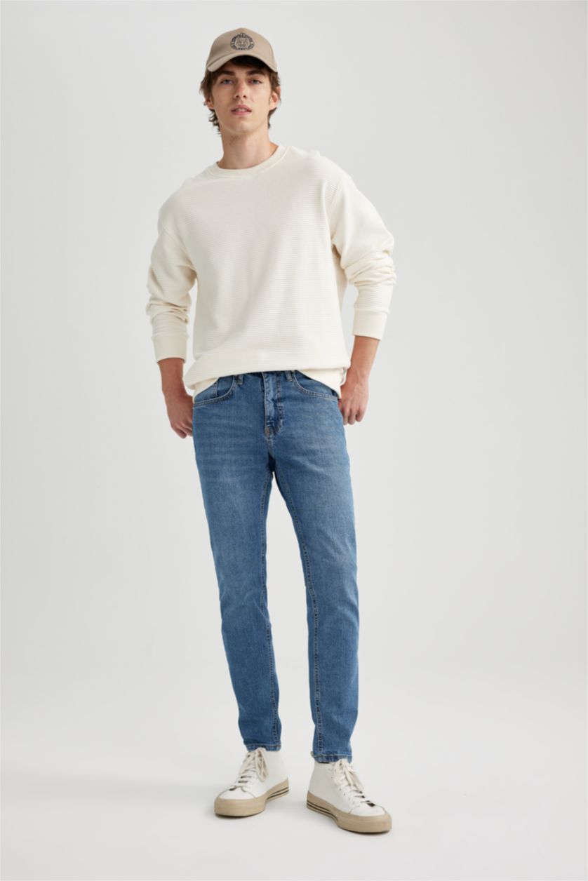 رجال أزرق بنطلون جينز سليم فيت