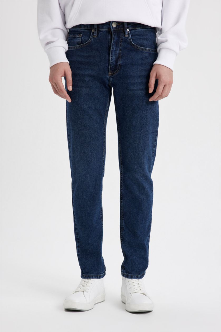 MAN Dark Blue Slim Tapered Fit Narrow Fit Normal Waist Tapered Leg Jeans