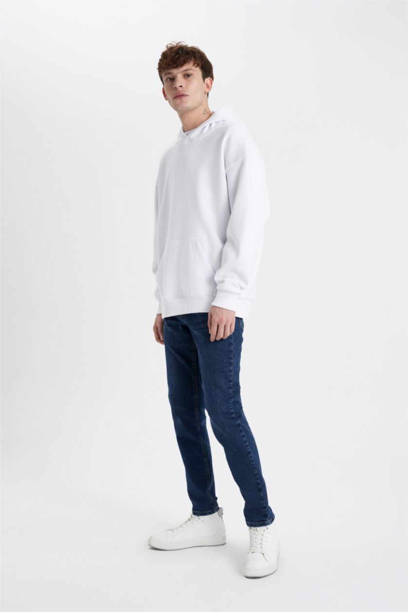 MAN Dark Blue Slim Tapered Fit Narrow Fit Normal Waist Tapered Leg Jeans