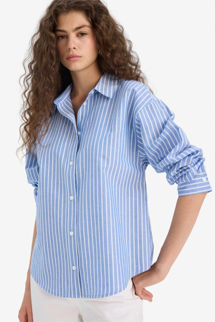 FEMME Bleu Chemise oversize en oxford à manches longues