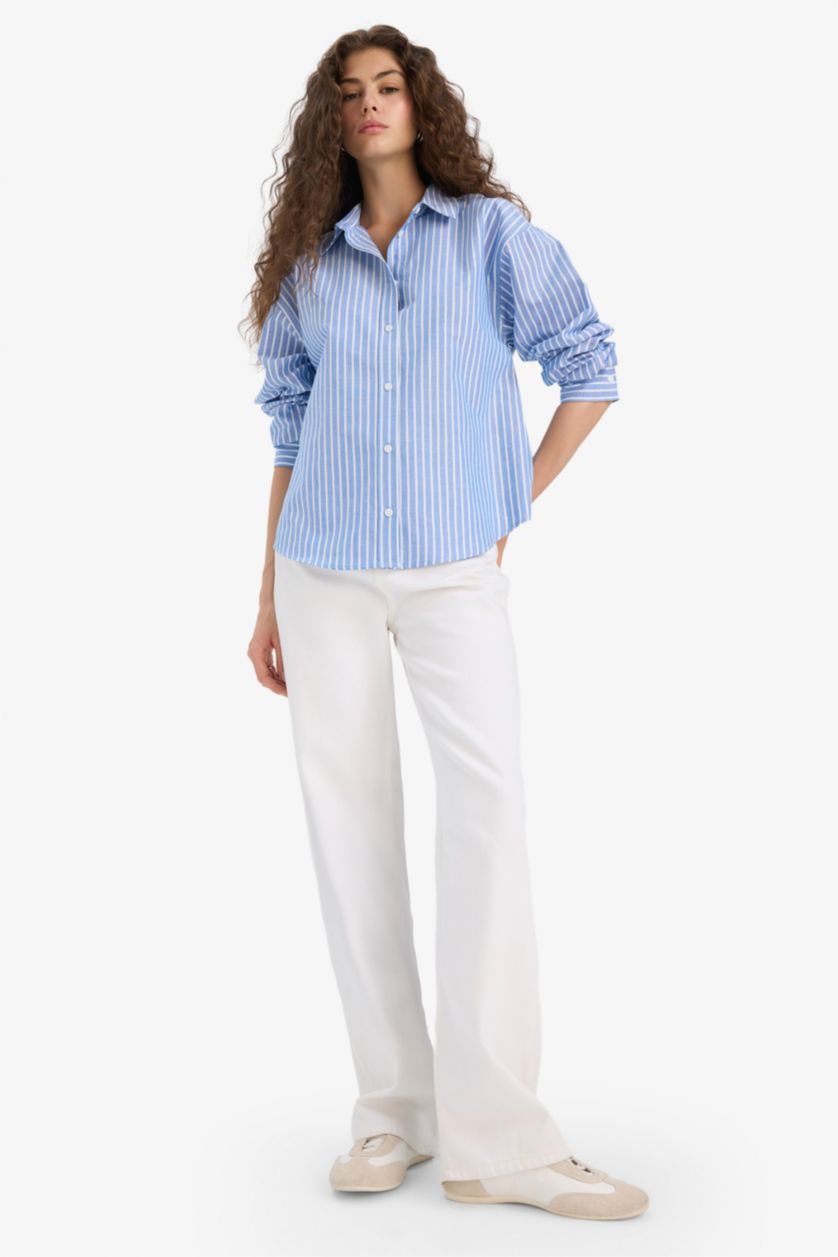 FEMME Bleu Chemise oversize en oxford à manches longues