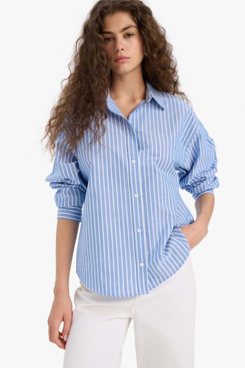FEMME Bleu Chemise oversize en oxford à manches longues