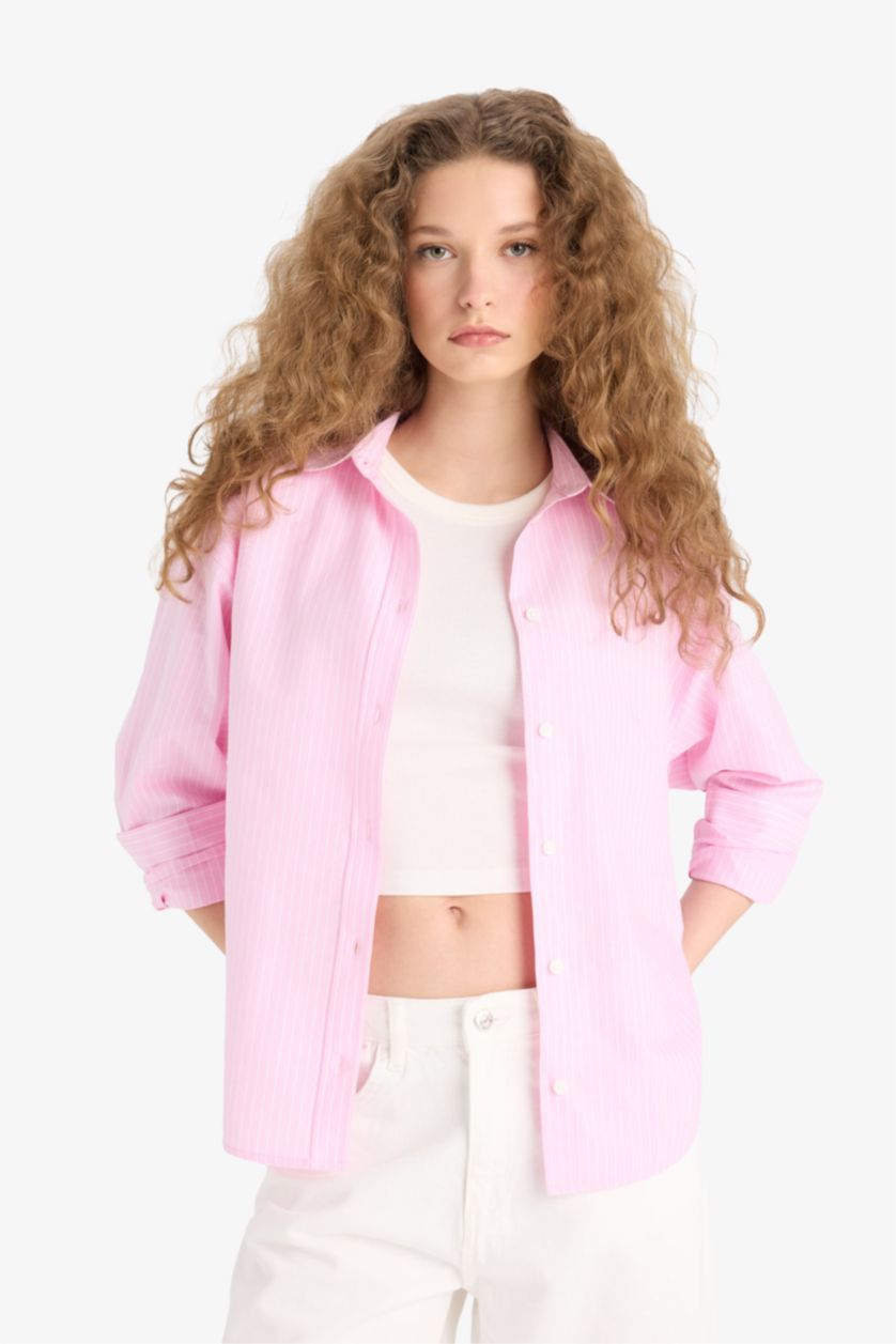 FEMME Rose Clair Oversize Fit Oxford Long Sleeve Shirt