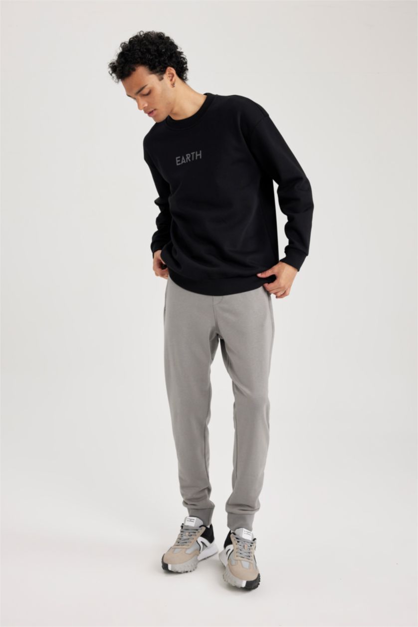 MAN Grey Slim Fit Rib Hem Zipper Pocket Trousers