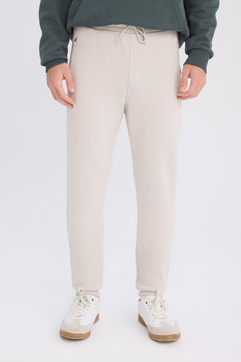 Мужчины Слоновая кость Джоггеры приталенного кроя с карманами