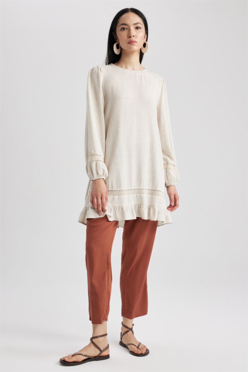 WOMAN Light Brown Harem Viscose Trousers