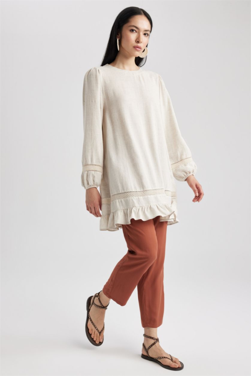 WOMAN Light Brown Harem Viscose Trousers