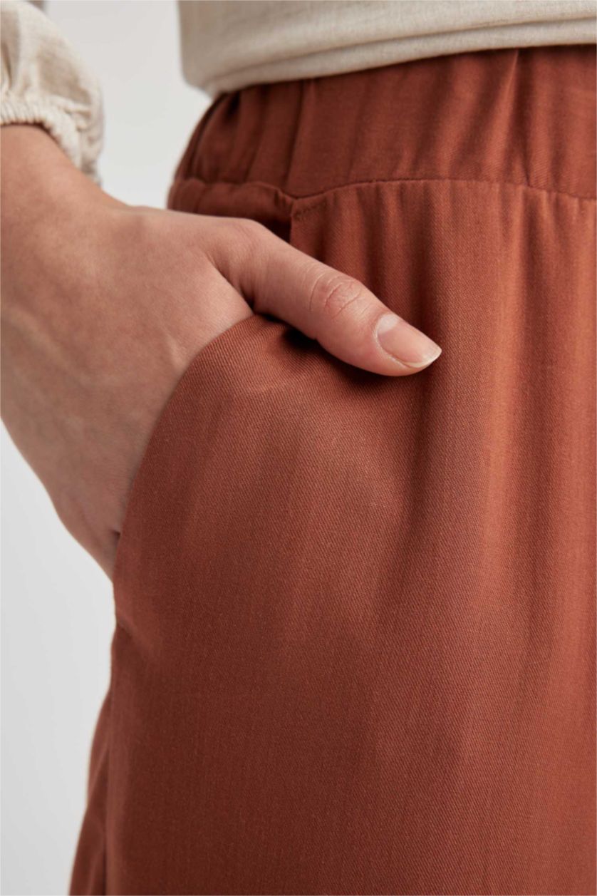 WOMAN Light Brown Harem Viscose Trousers