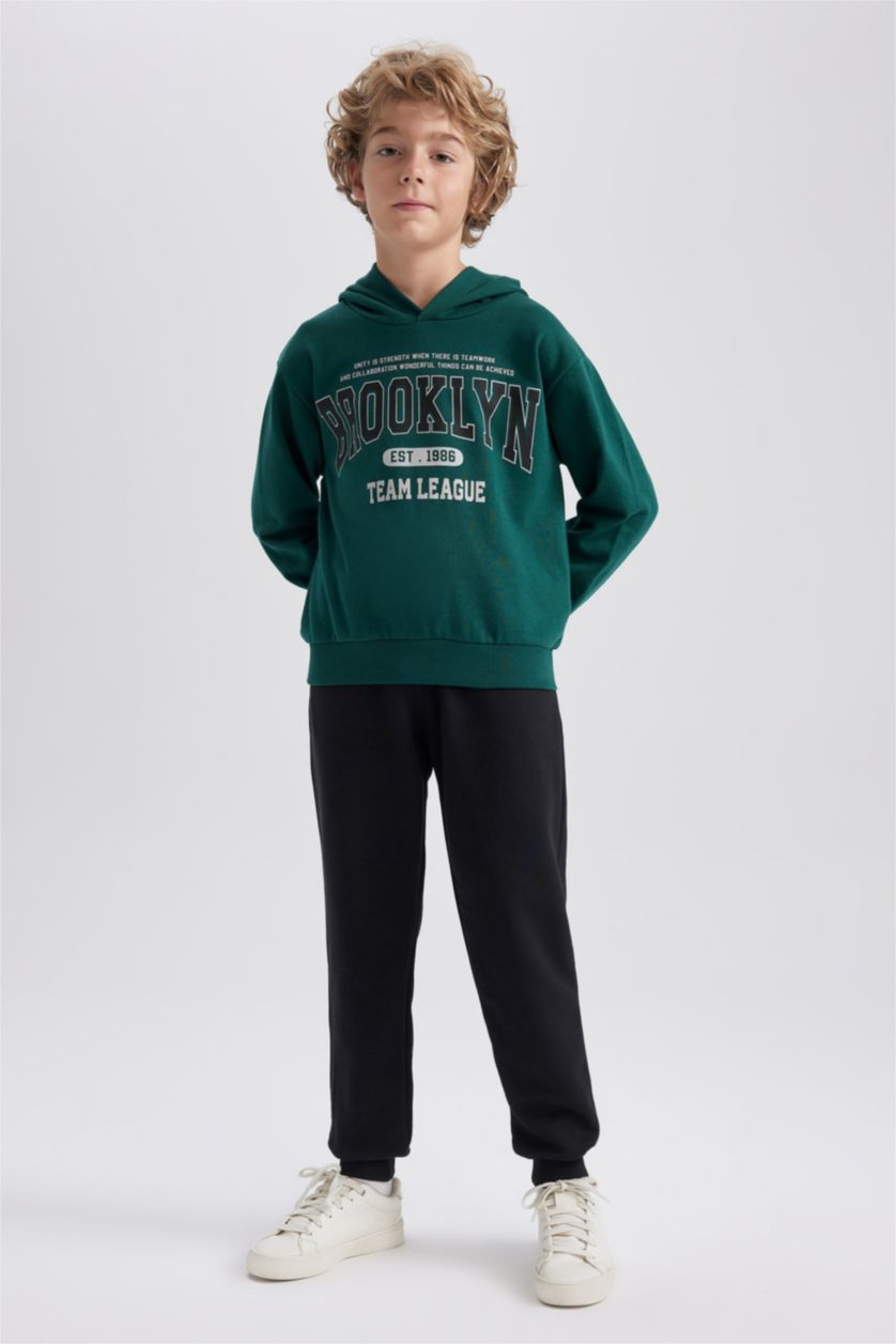 أولاد أخضر غامق سيت ولادي سويت شيرت سويت بانتس - قطعتين