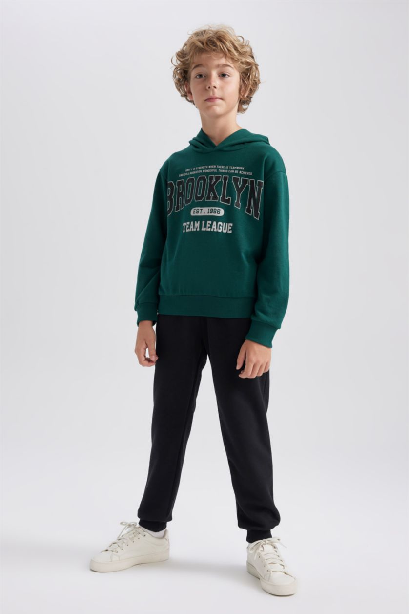 أولاد أخضر غامق سيت ولادي سويت شيرت سويت بانتس - قطعتين