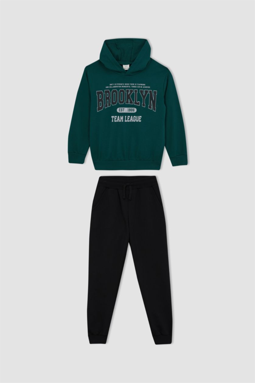 أولاد أخضر غامق سيت ولادي سويت شيرت سويت بانتس - قطعتين