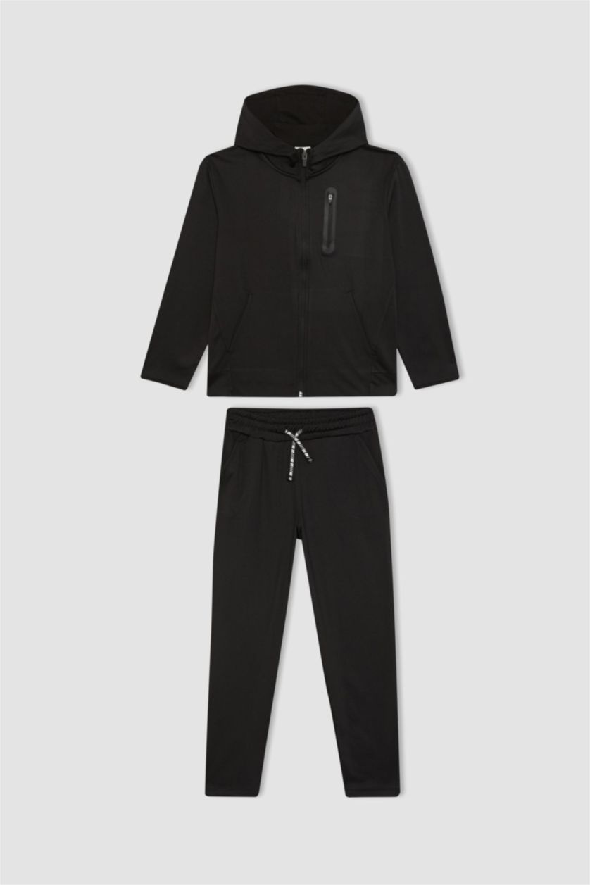 GARÇONS Noir ensemble de Sweatshirt à Capuche et Jogging Pour Garçon - 2 Pièces