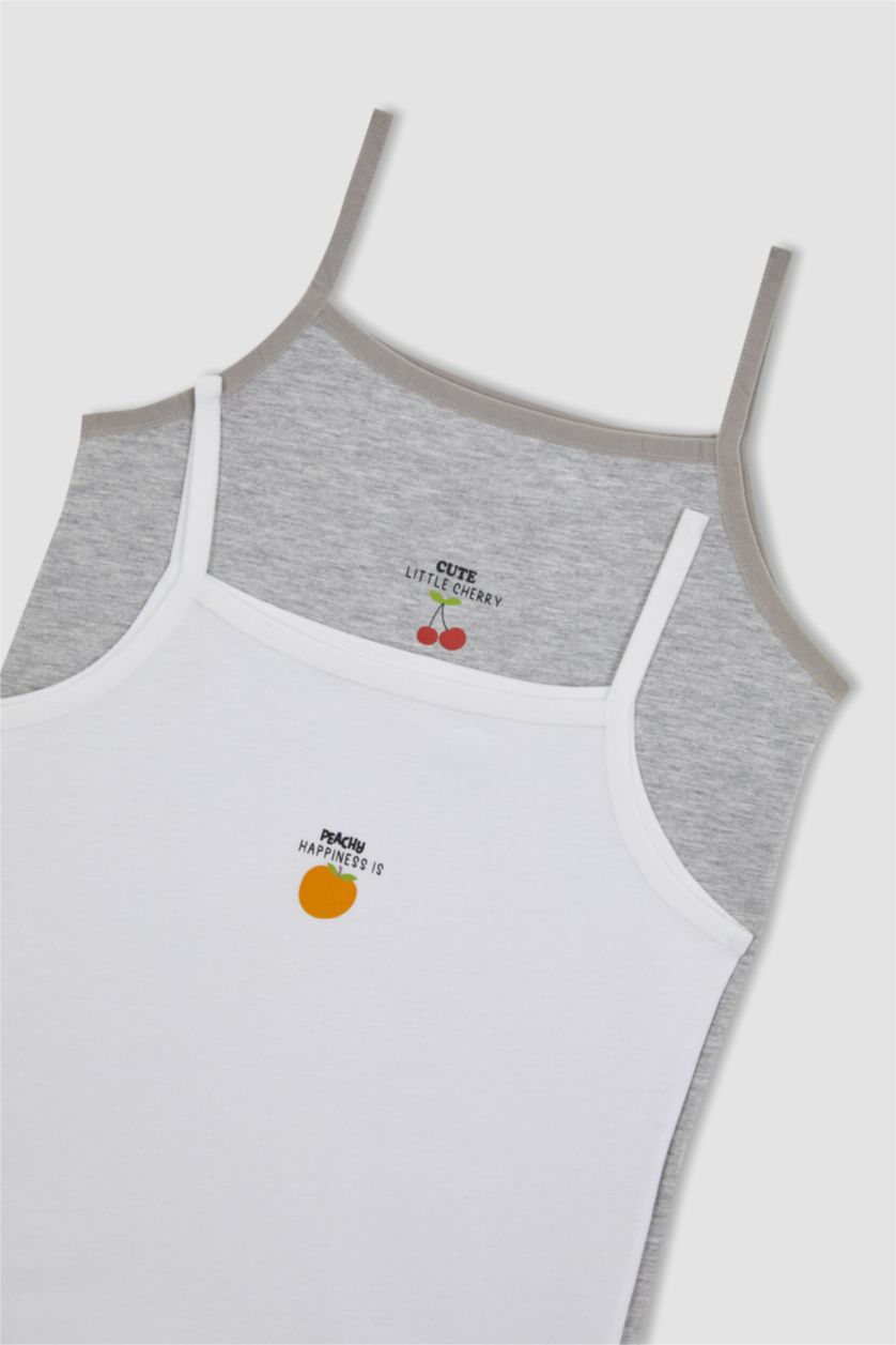 بنات أبيض أندر شيرت بناتي - قطعتين