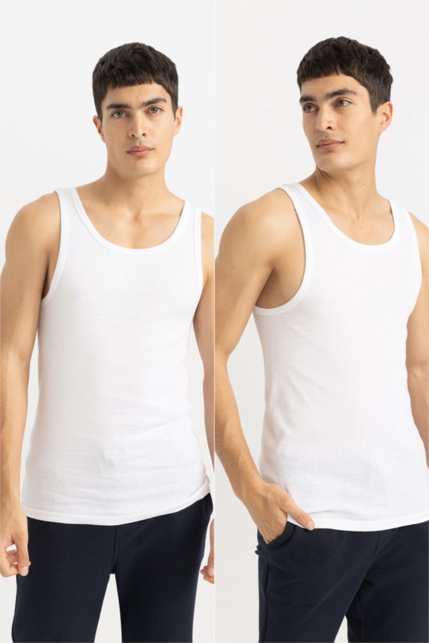Мужчины Белый Майка приталенного кроя, 2 шт