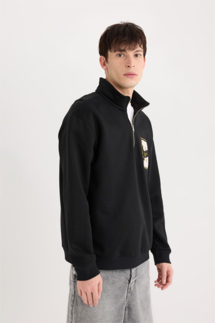 HOMME Noir Sweat- Shirt Coupe Régulière à Manches Longues