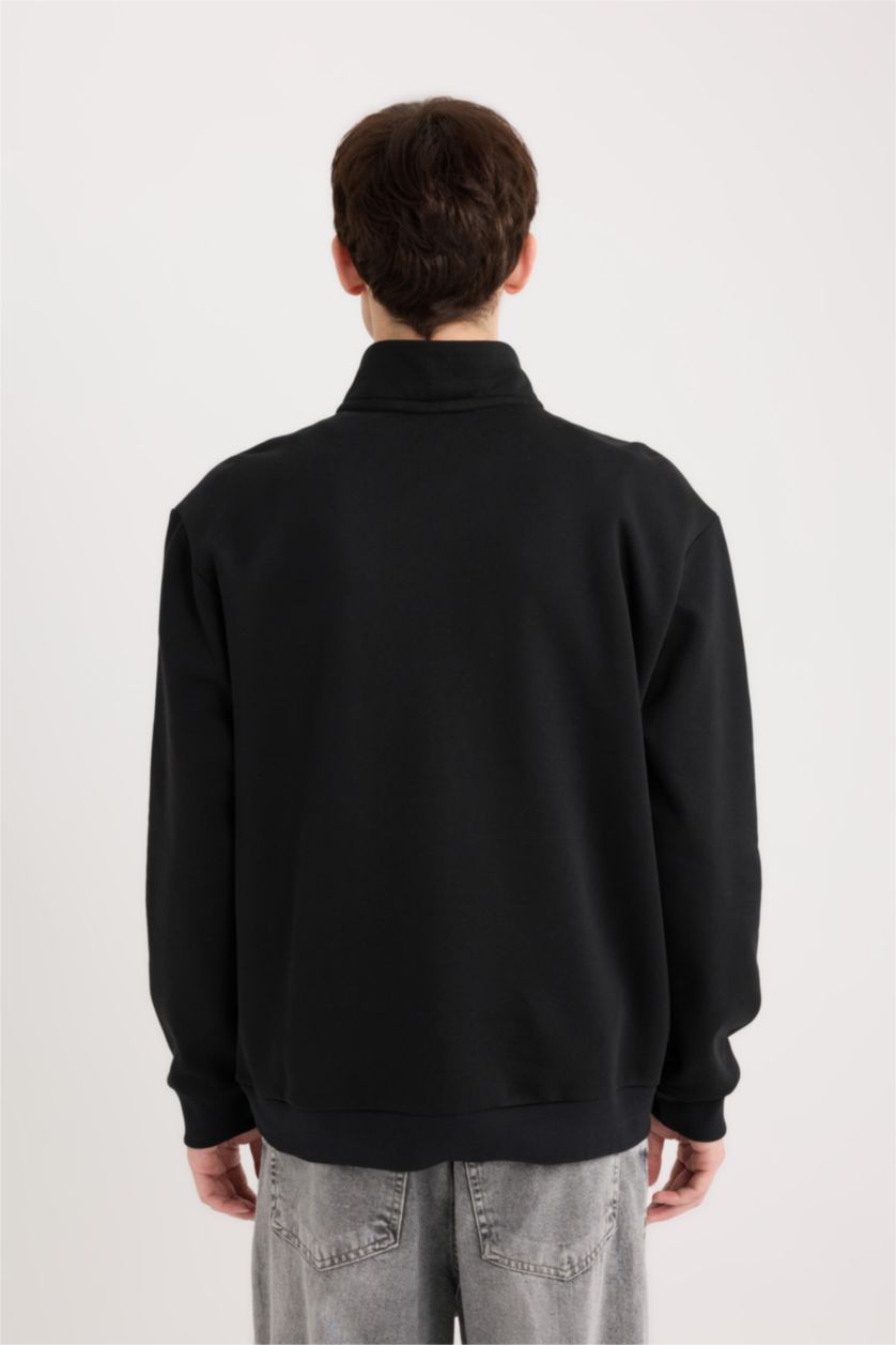 HOMME Noir Sweat- Shirt Coupe Régulière à Manches Longues