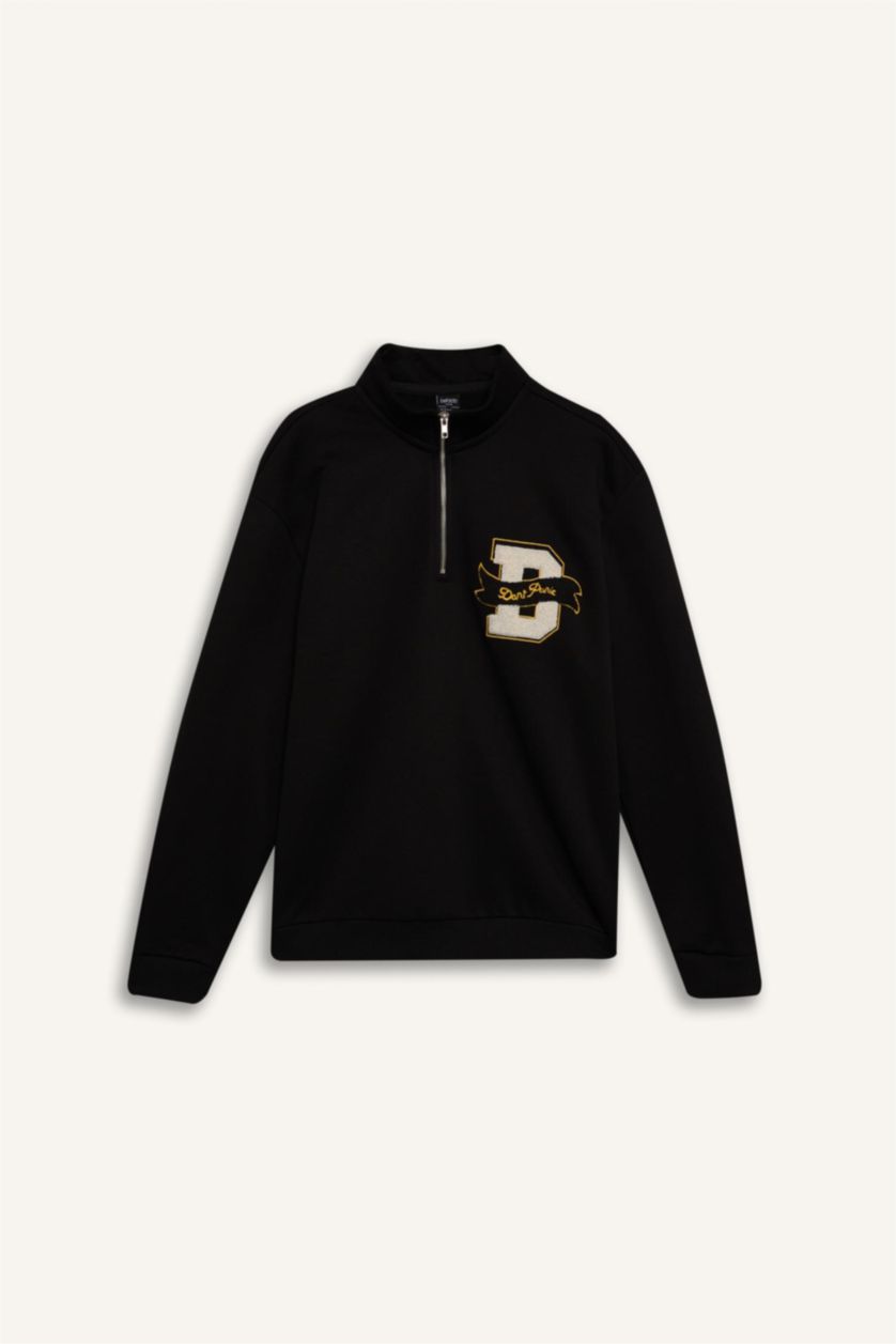 HOMME Noir Sweat- Shirt Coupe Régulière à Manches Longues