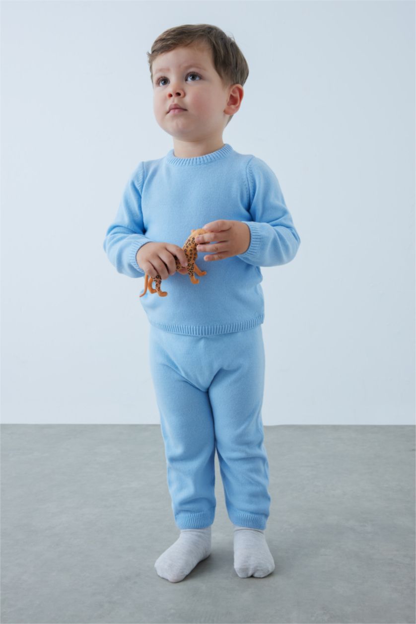 BÉBÉ GARÇON BLEU Clair Ensemble Coupe Régulière Pour BéBé Garçon Col Rond À Manches Longue - 2 Pièces