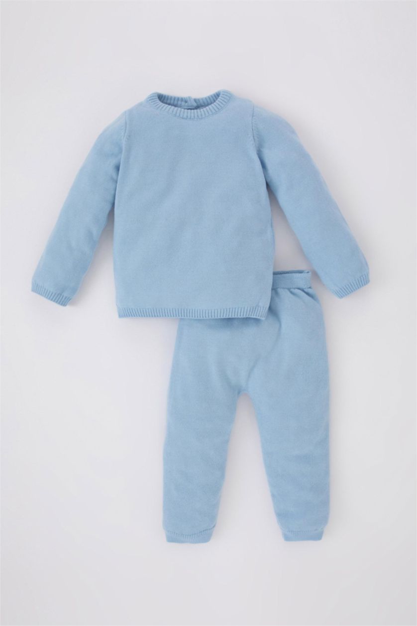 BÉBÉ GARÇON BLEU Clair Ensemble Coupe Régulière Pour BéBé Garçon Col Rond À Manches Longue - 2 Pièces