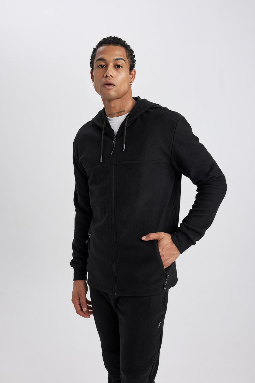 رجالي أسود كارديجان قطيفة قصة عادية من DeFactoFit