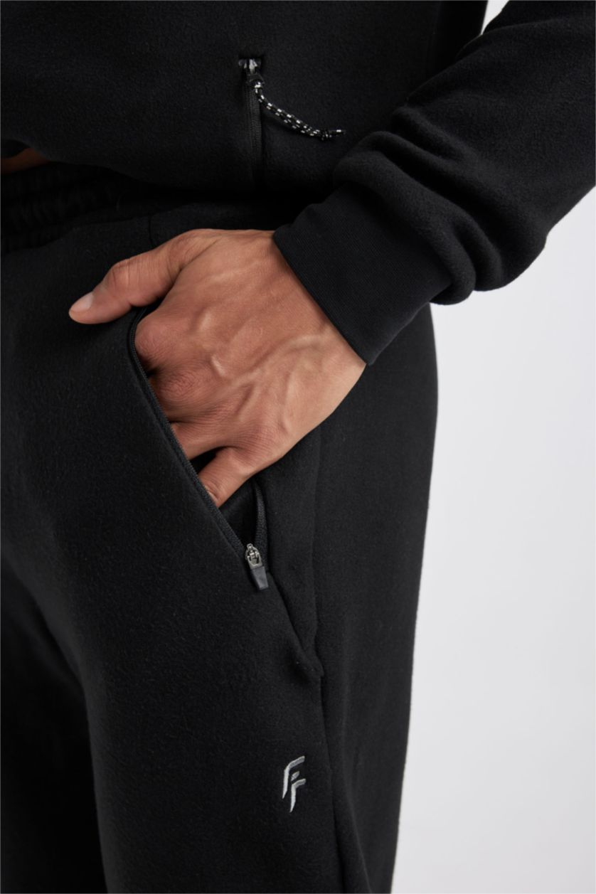 رجالي أسود بنطلون جوجر قصة عادية أسود من DeFactoFit