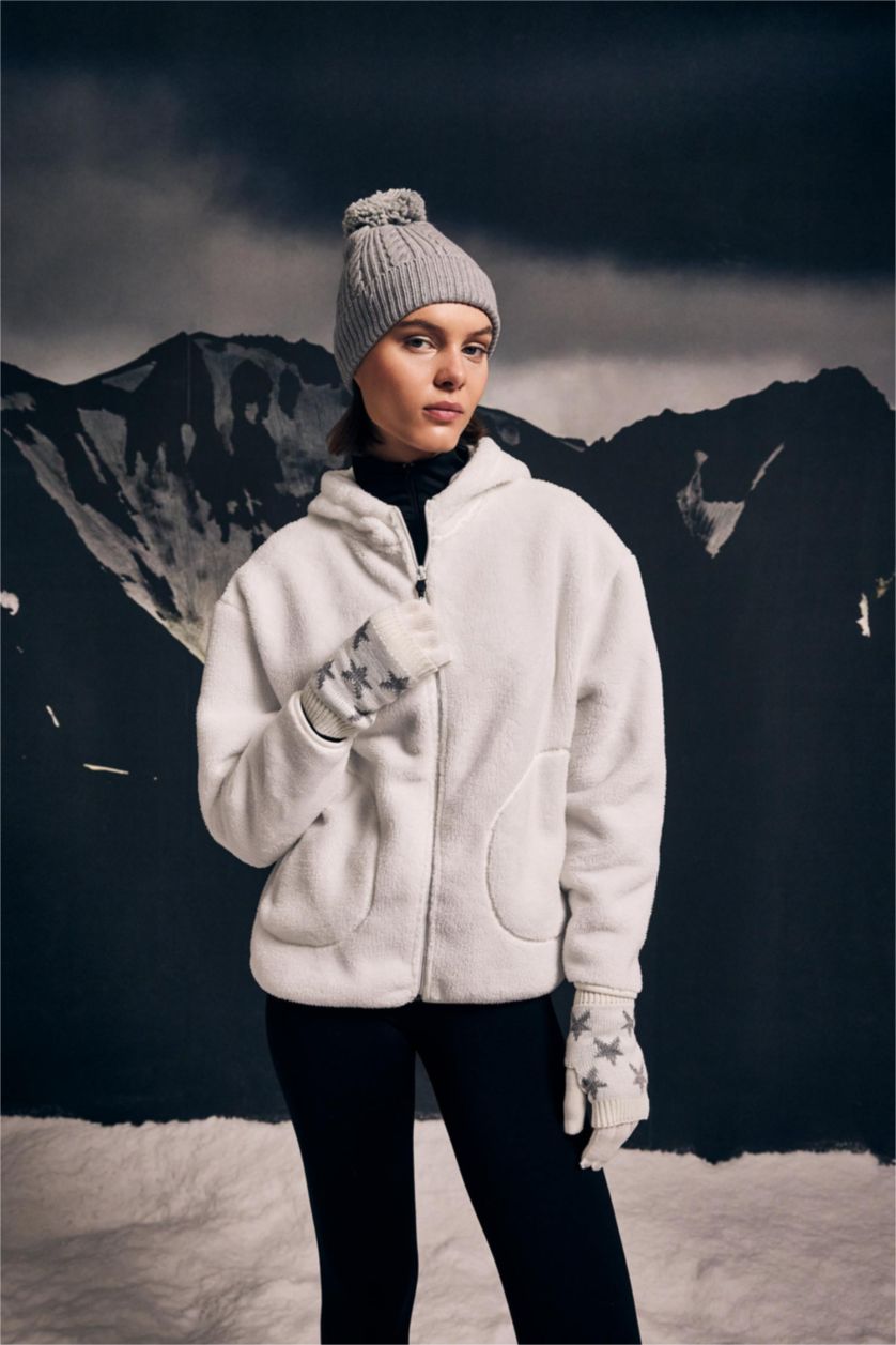 Әйелдерге экру Кардиган Loose Fit из плюша