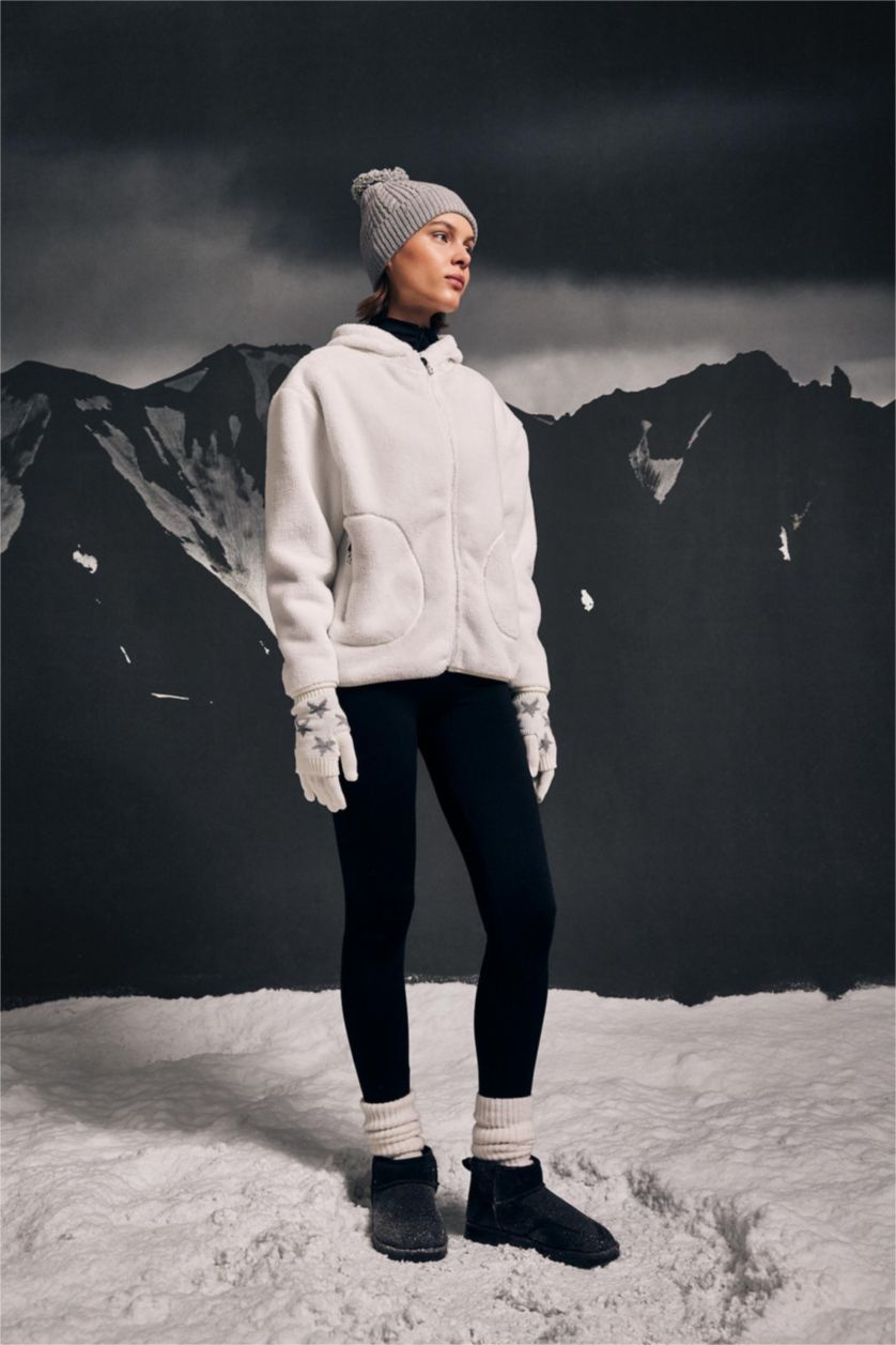 Әйелдерге экру бос пішім бас киімді плюш Кардиган