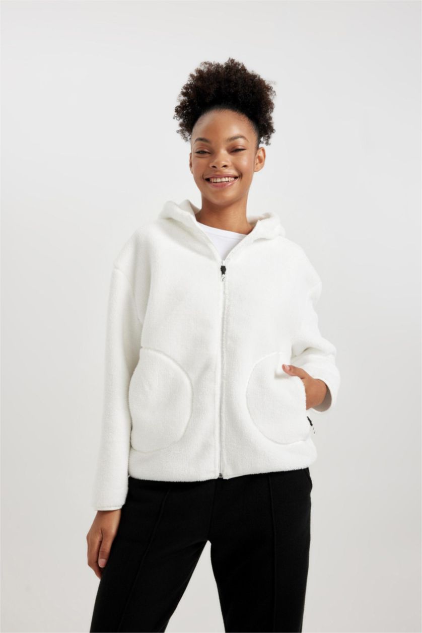 Әйелдерге экру бос пішім бас киімді плюш Кардиган