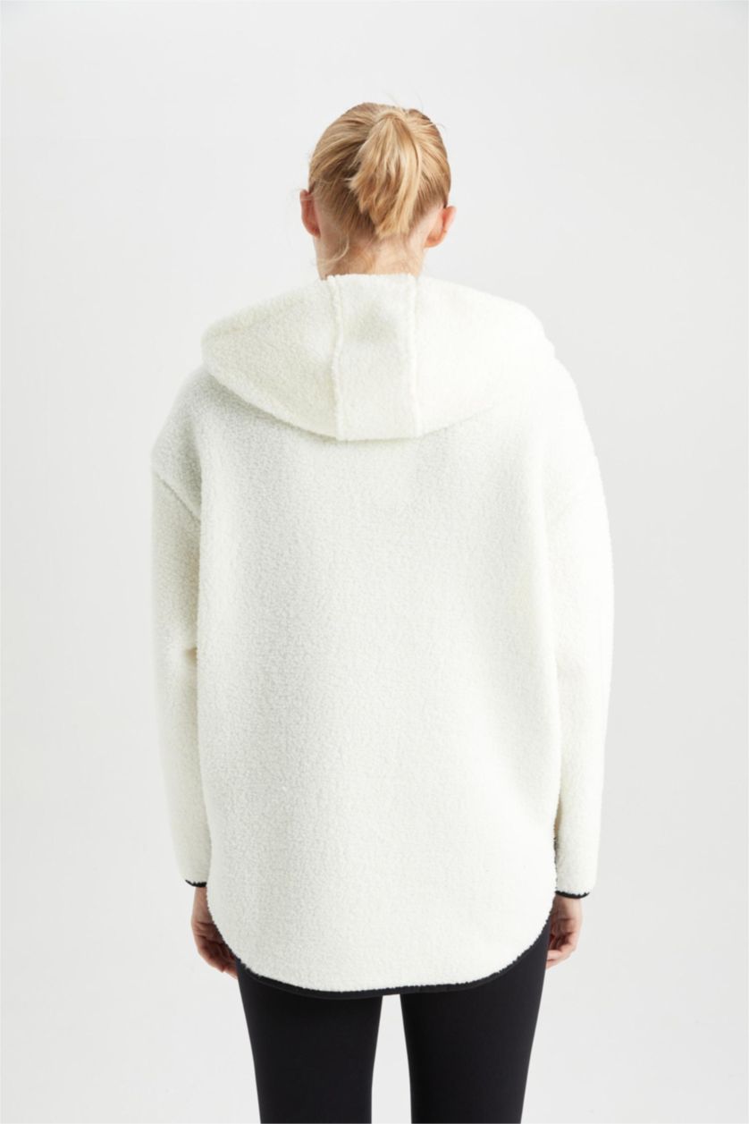 Женщины Бежевый Свитшот стандартного кроя с капюшоном, DeFactoFit