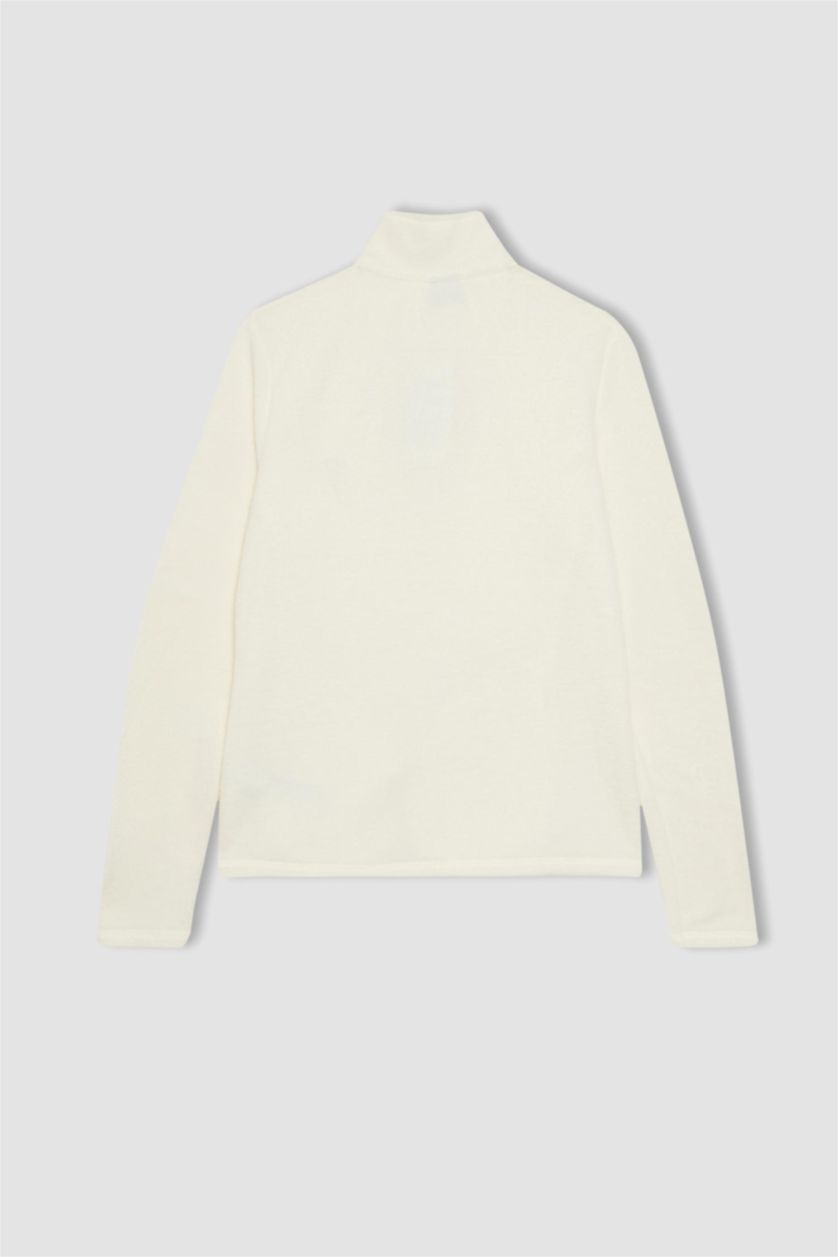 حريمي بيج فاتح كارديجان قطيفة بطبعة شعار قصة عادية من DeFactoFit