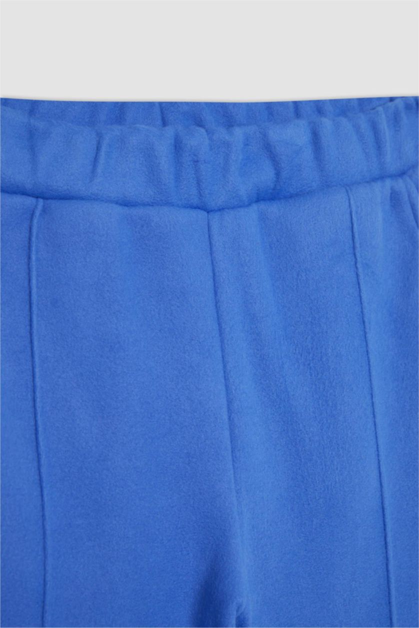 حريمي أزرق فاقع بنطلون سويت بانتس بأستك من تحت بطبعة شعار قصة عادية بجيوب أزرق فاقع من DeFactoFit