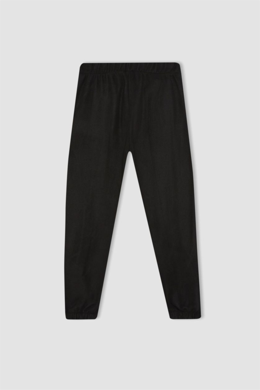 Kadın Siyah Sporcu Jogger Eşofman Altı Standart Fit Çift Cepli