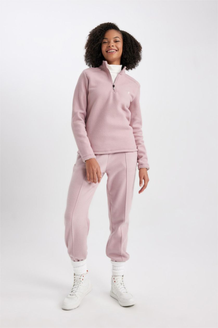 حريمي زهري بنطلون سويت بانتس بطبعة شعار قصة عادية بجيب من DeFactoFit