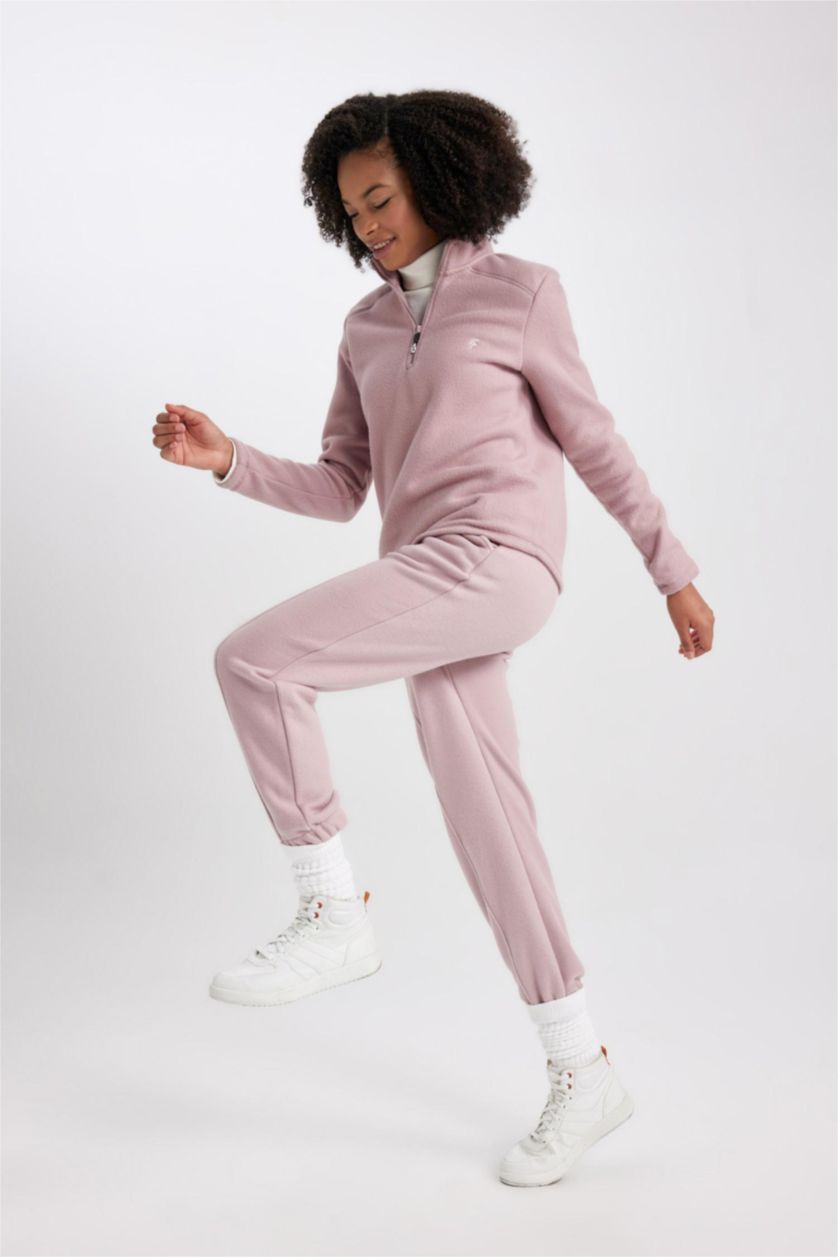 حريمي زهري بنطلون سويت بانتس بطبعة شعار قصة عادية بجيب من DeFactoFit