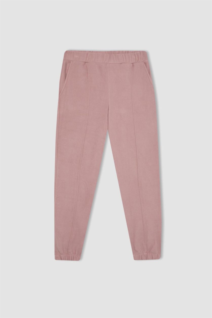 حريمي زهري بنطلون سويت بانتس بطبعة شعار قصة عادية بجيب من DeFactoFit