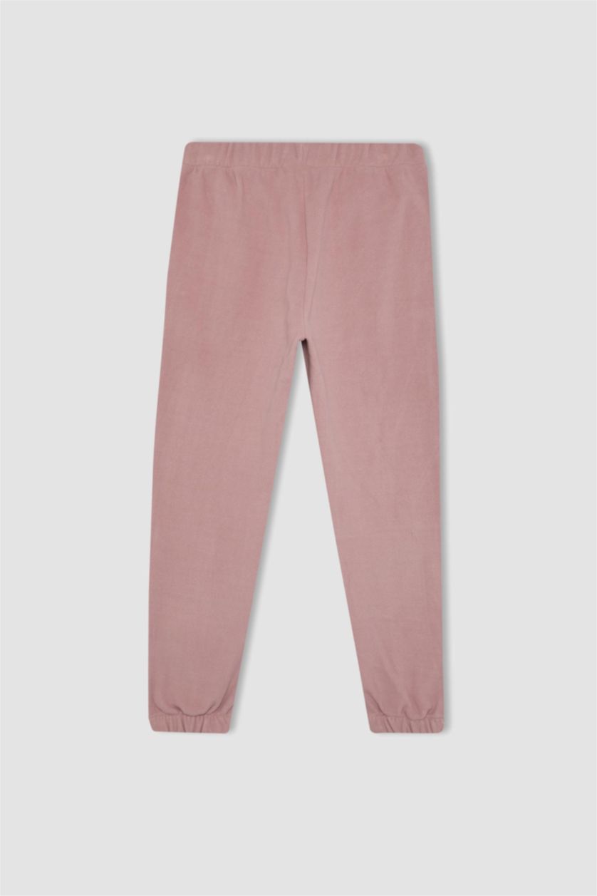 حريمي زهري بنطلون سويت بانتس بطبعة شعار قصة عادية بجيب من DeFactoFit