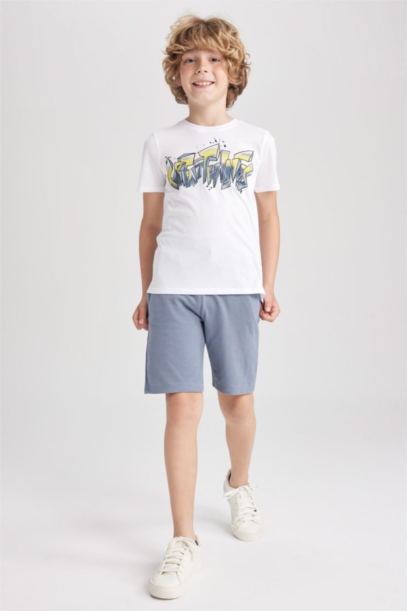 BOYS & TEENS White Boy Short Sleeved 2-piece Set